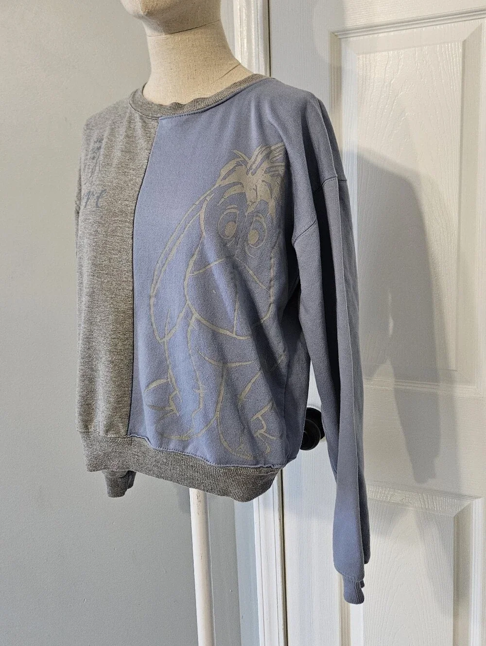 Disney Eeyore Gray and Blue Crewneck Sweatshirt